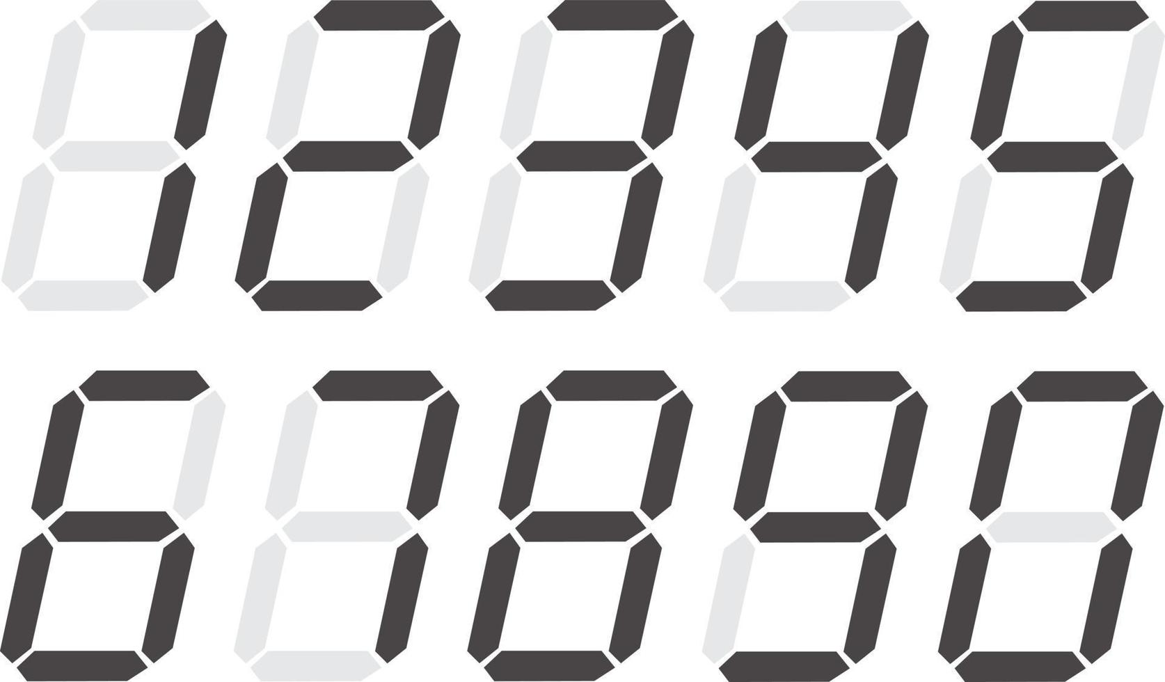 números digitales 0 - 9 sobre fondo blanco. icono de números digitales. símbolo de números digitales. vector