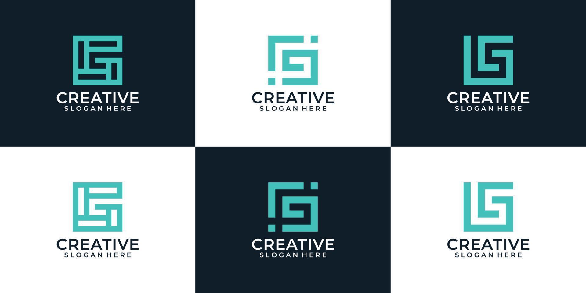 conjunto de inspiración de elementos de logotipo de letra g de monograma de línea elegante moderna abstracta vector