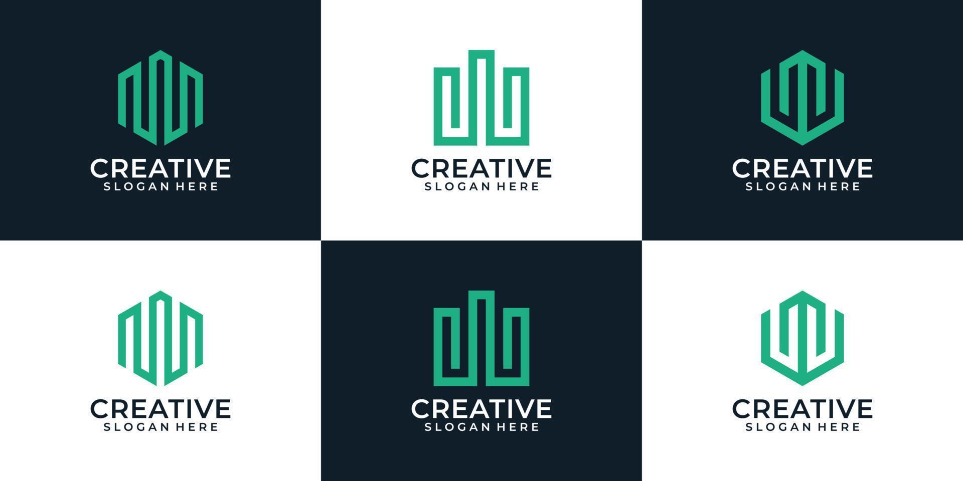 Set of monogram letter w logo vector collection