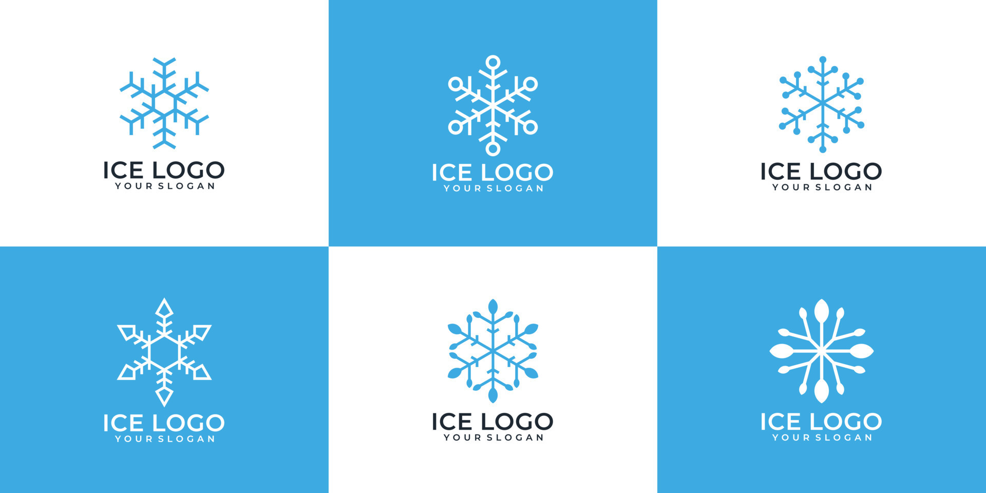 Set of minimalist snowflake ice logo design 9326935 Vector Art at Vecteezy