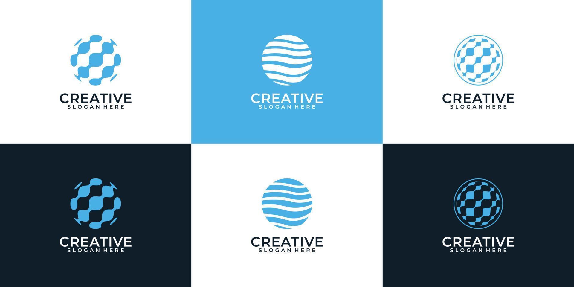 Modern sphere element globe planet logo design inspiration vector