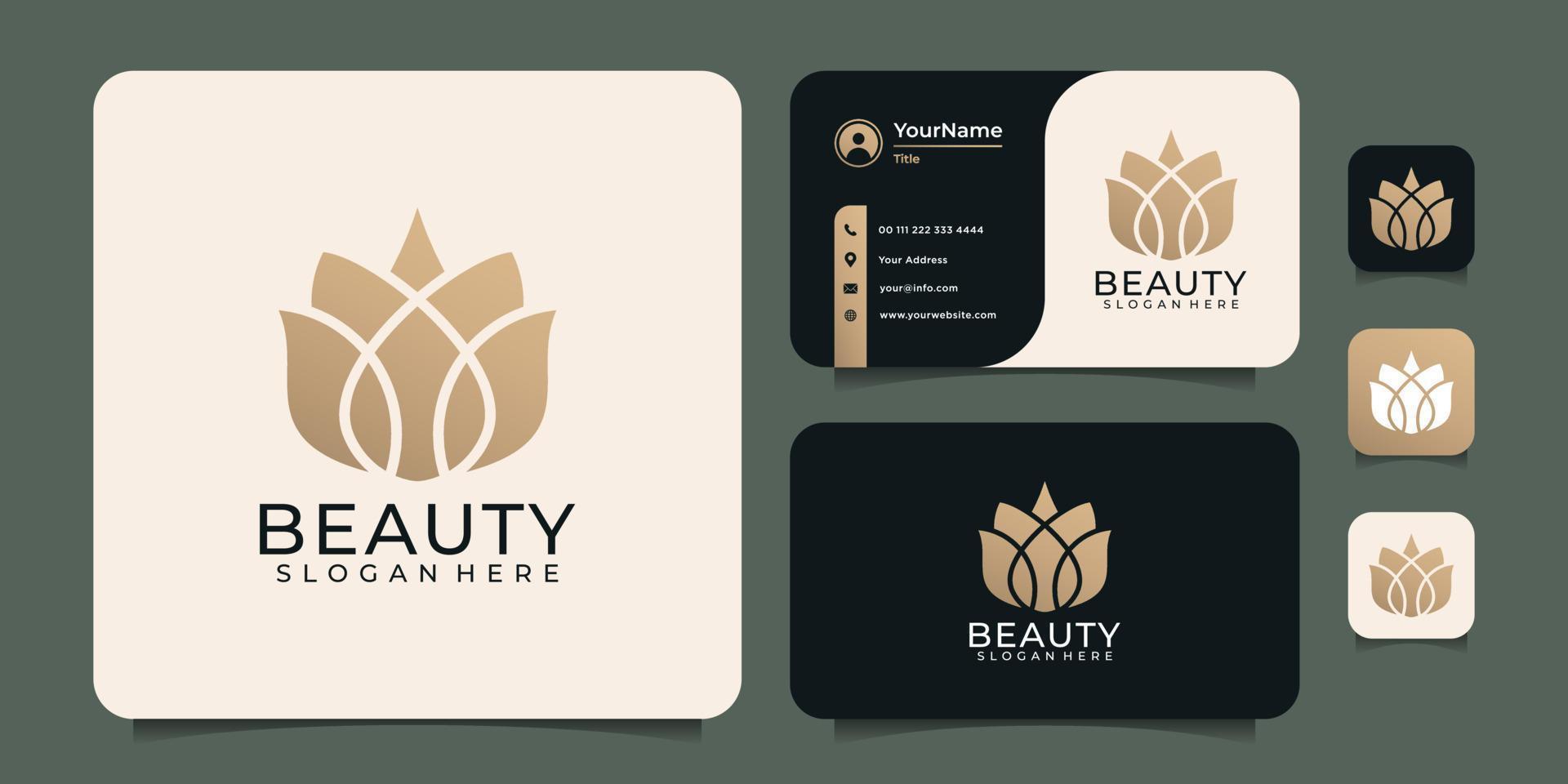 Beauty spa yoga lotus salon elements unique logo design vector