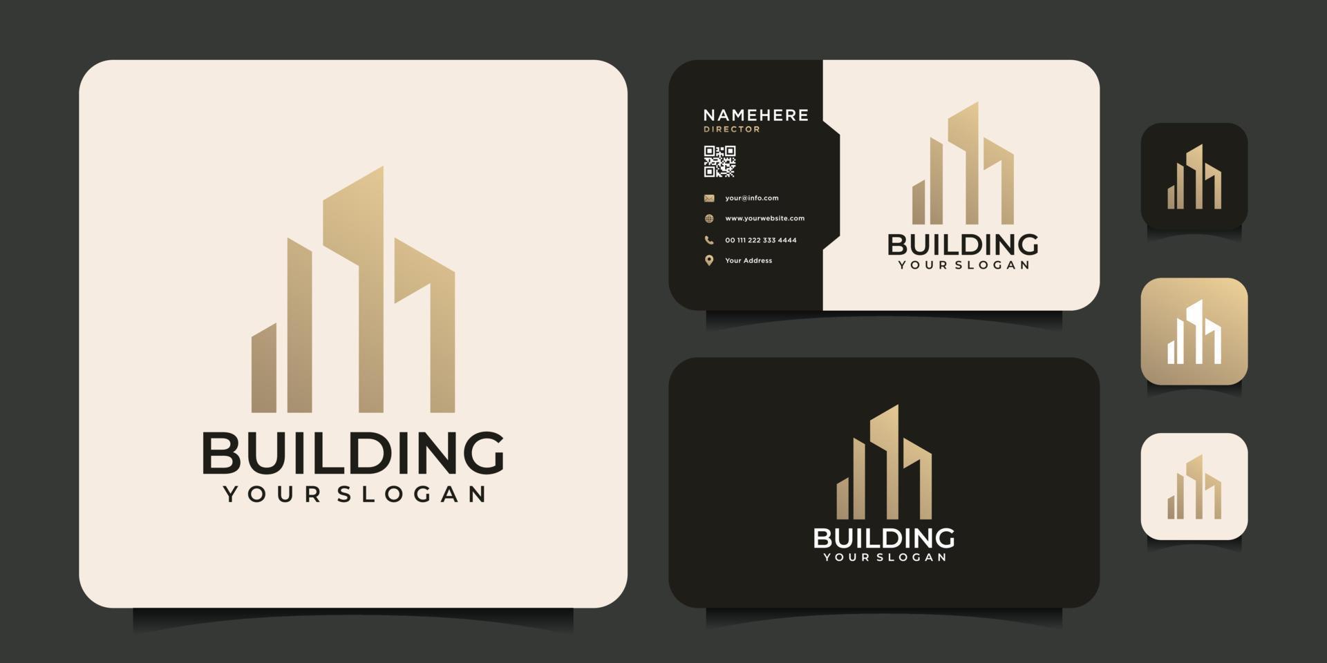 Elegant modern real estate building logo for apartment, residential, property company vector
