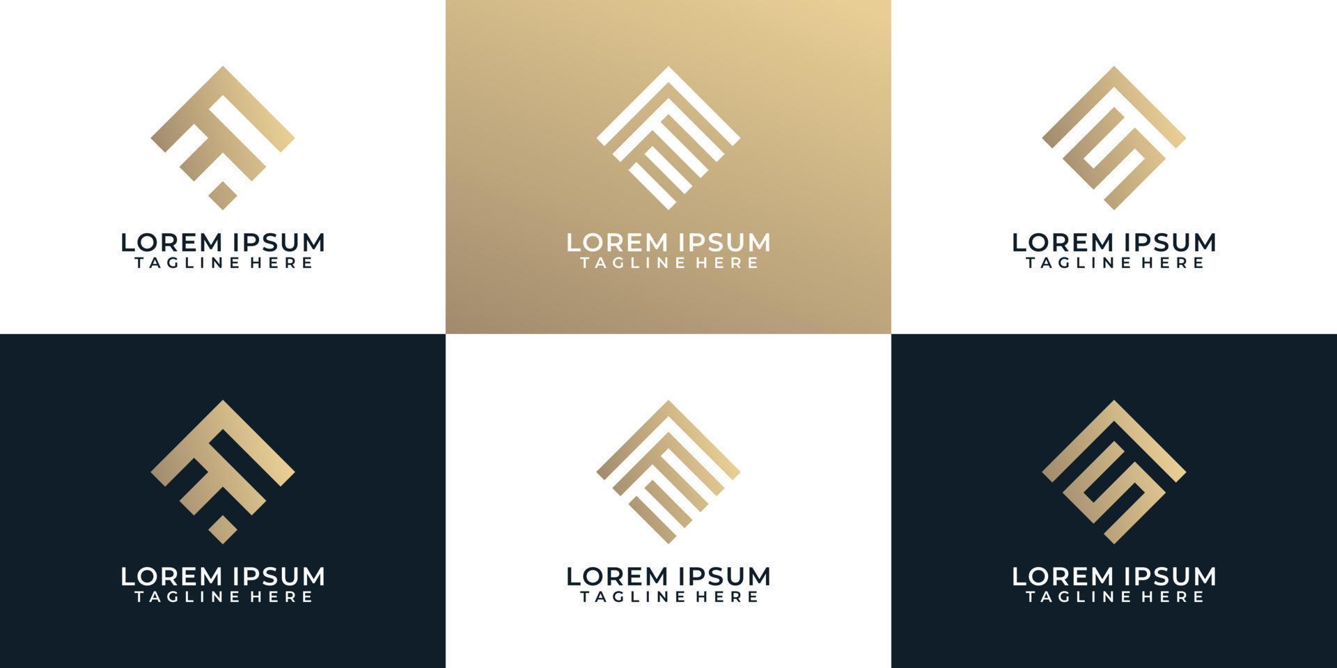 Set of elegant monogram line abstract logo design inspiration vector