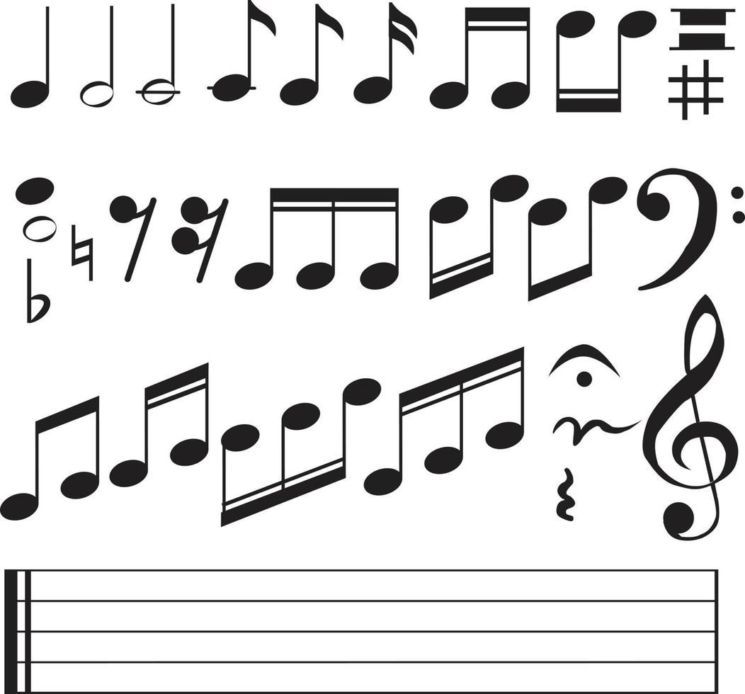 icono de notas musicales sobre fondo blanco. estilo plano icono de notas musicales para el diseño de su sitio web, logotipo, aplicación, ui. conjunto de notas musicales. vector