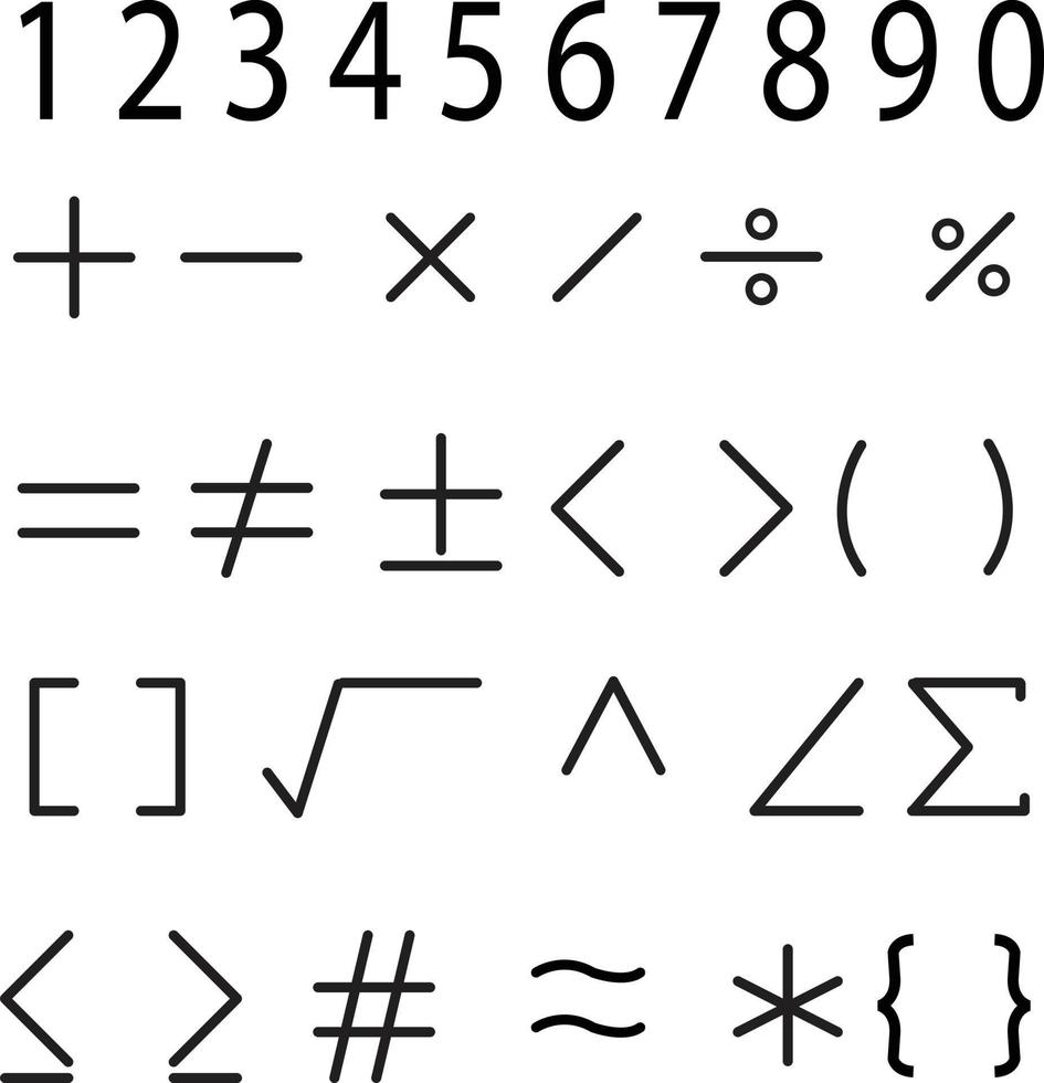 icono de matemáticas sobre fondo blanco. estilo plano icono matemático y numérico para el diseño de su sitio web, logotipo, aplicación, ui. símbolo de cálculos matemáticos. signo de cálculos matemáticos. vector