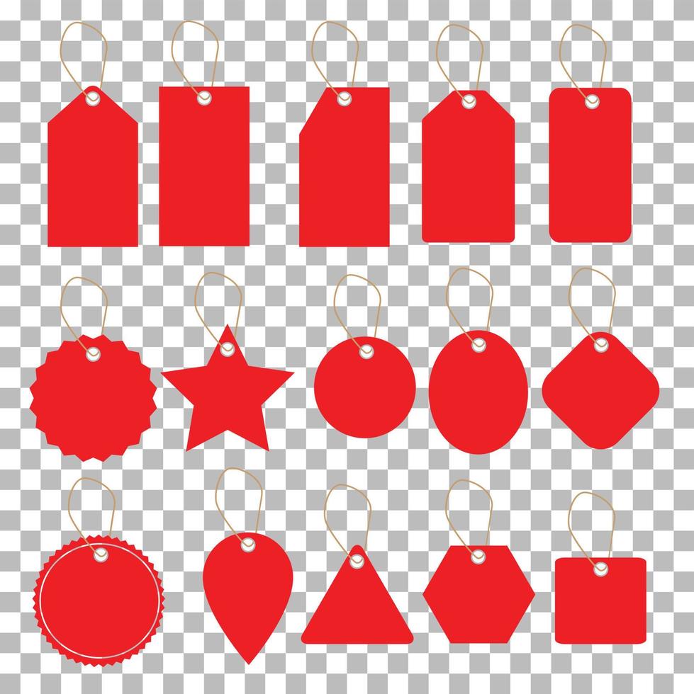 set of sale tags on tranparent background. flat style. blank shopping labels symbol. discount and price tags. vector