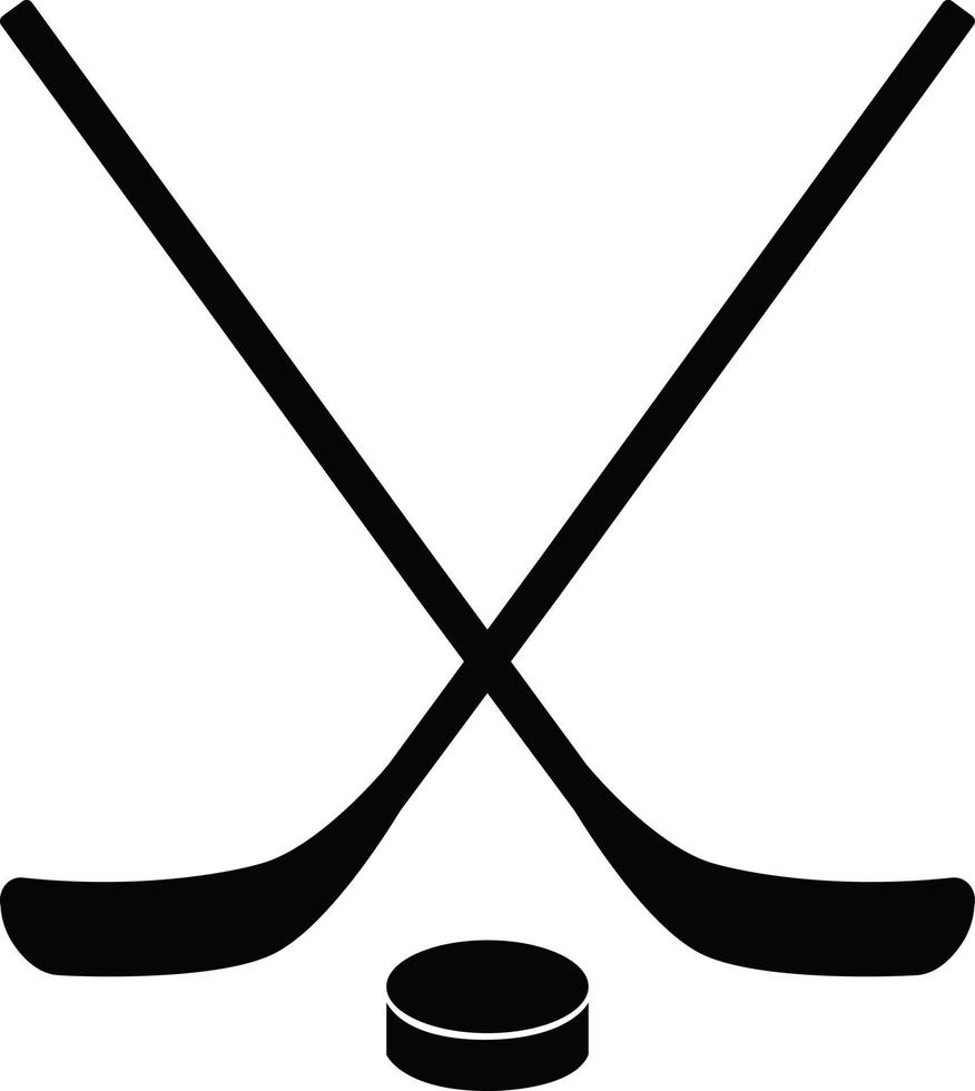 icono de hockey sobre fondo blanco. estilo plano icono de palo y arandela para el diseño de su sitio web, logotipo, aplicación, ui. palo de hockey y símbolo de disco. palos de hockey cruzados y signo de disco. vector