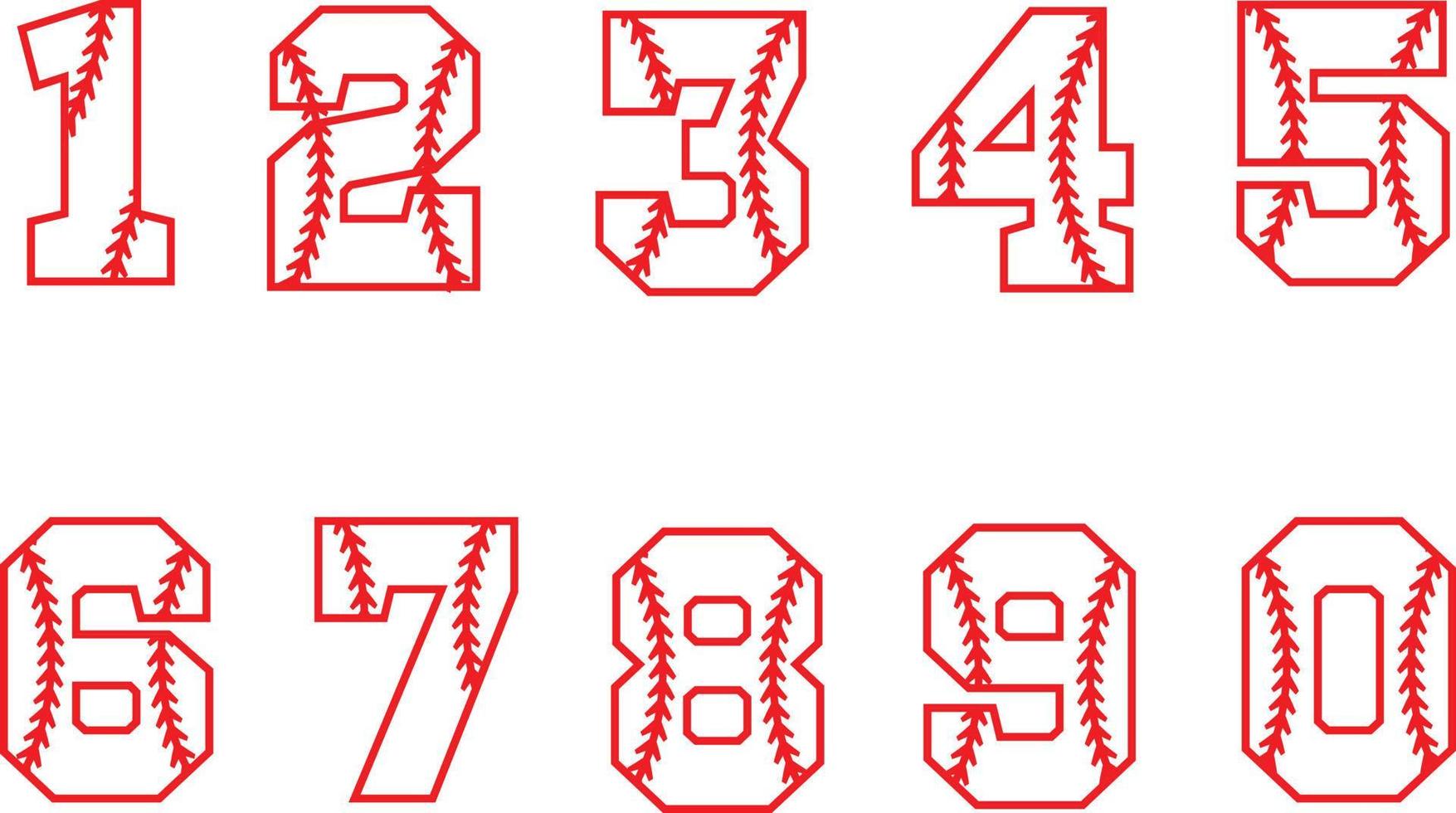 sport style font. baseball numbers on white background. sport numbers sign. vector