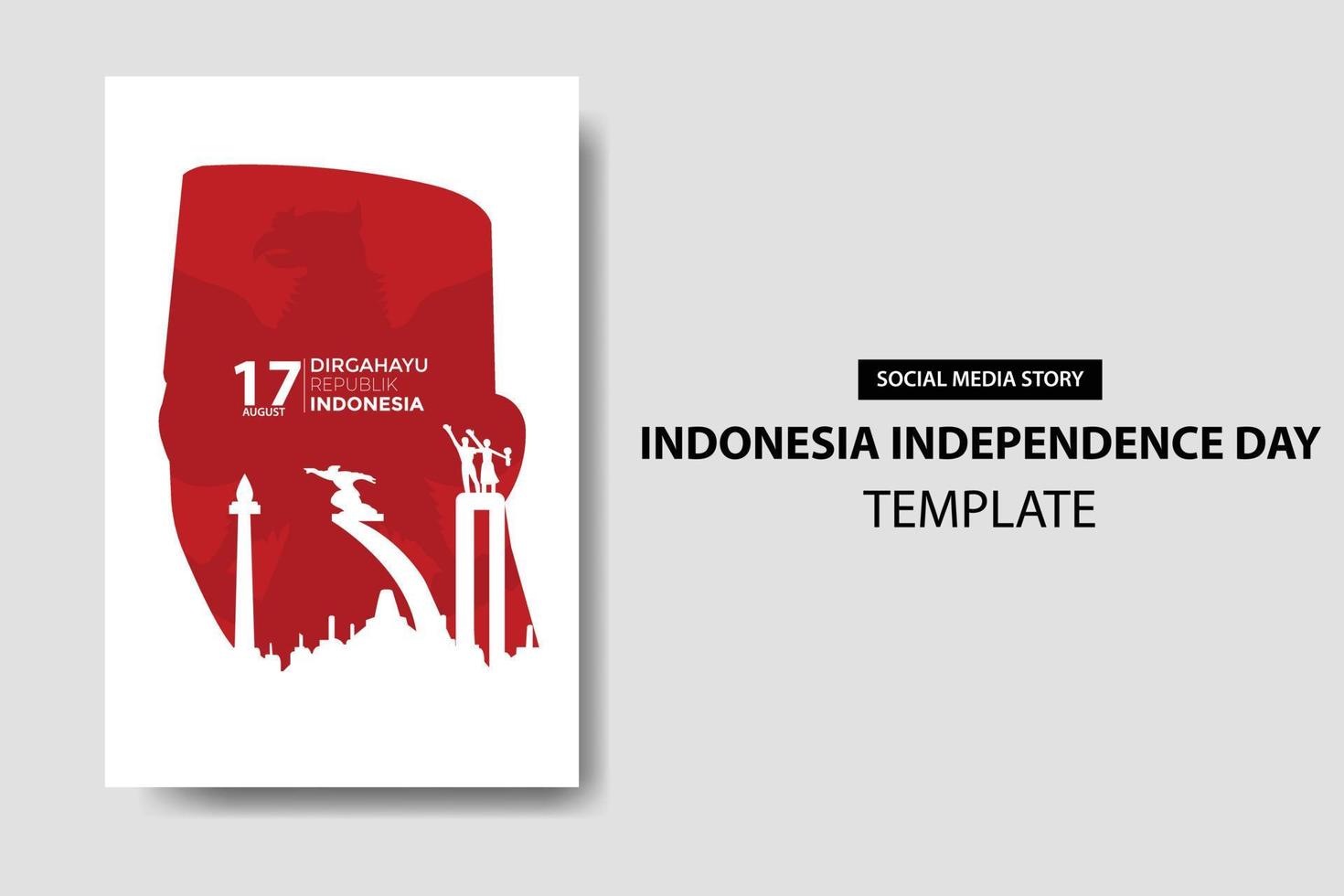 día de la independencia de indonesia con silueta seokarno plana vector