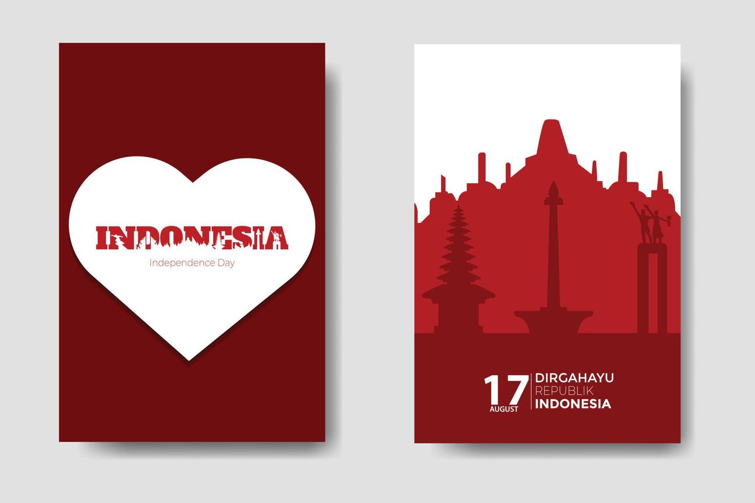 paquete de plantilla simple del día de la independencia de indonesia vector