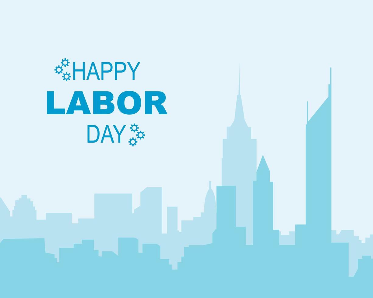 Happy Labor Day With New York Landscape Flat vector