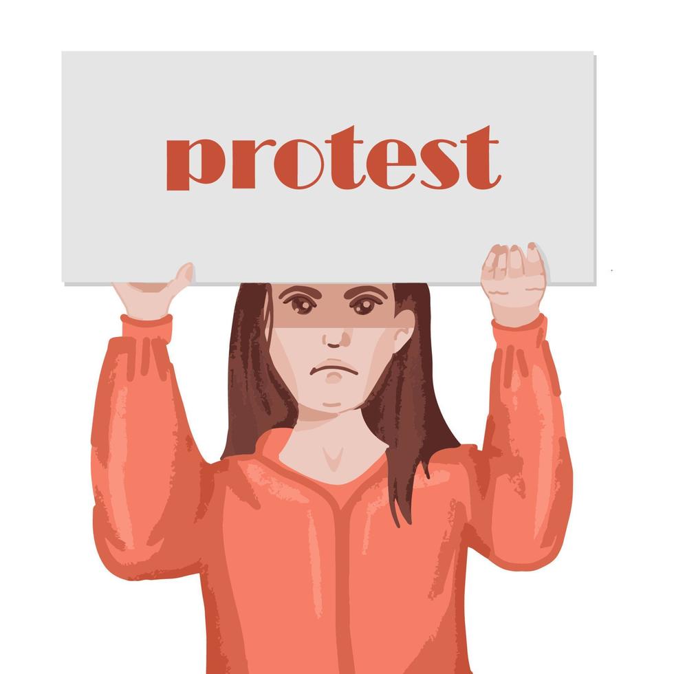 Illustration with black woman protest. Isolated vector illustration.