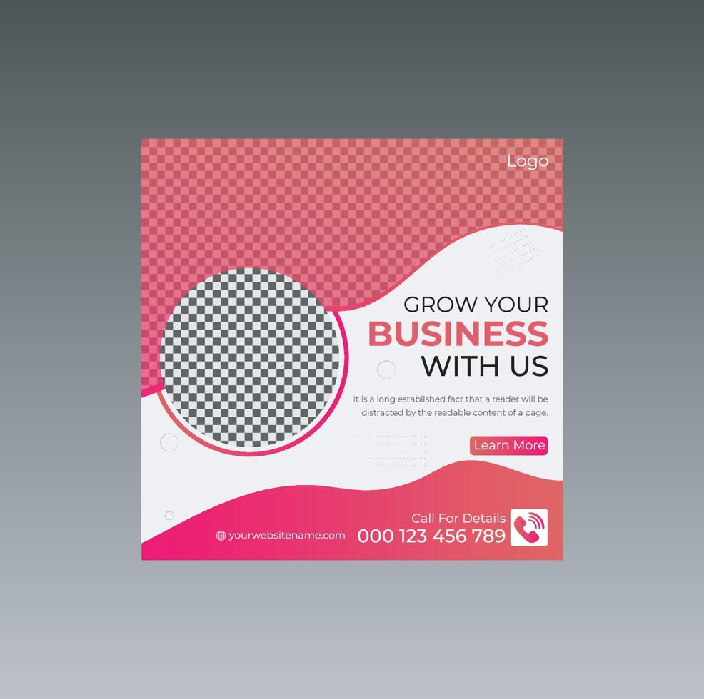 Modern marketing agency social media post template layout vector