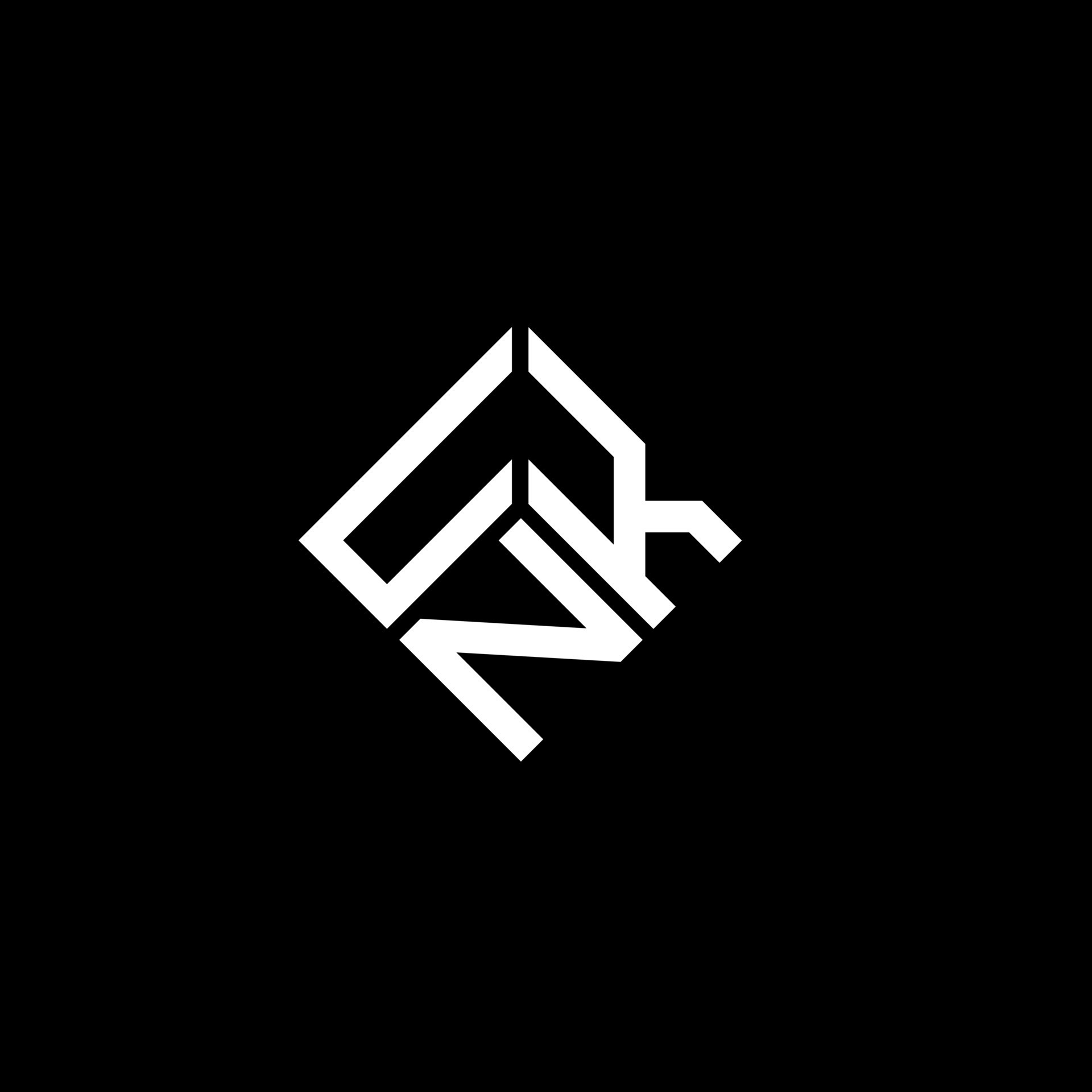UNK letter logo design on black background. UNK creative initials