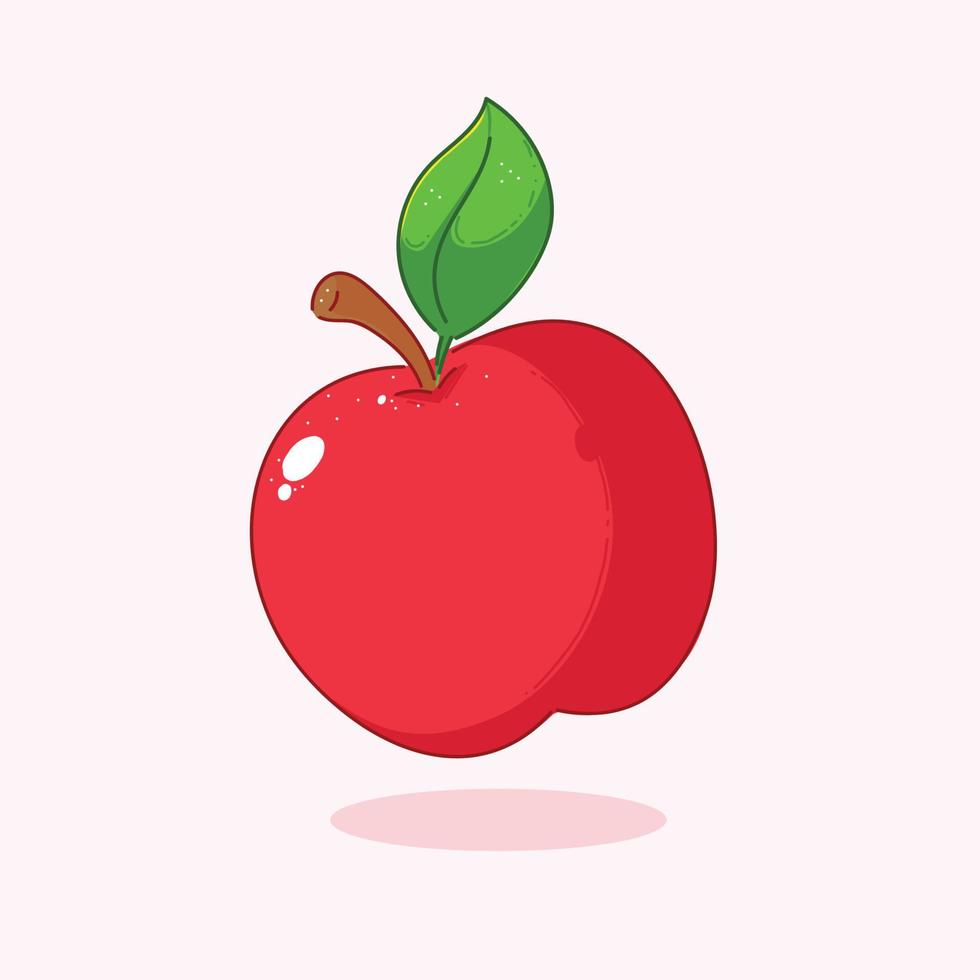 Red apple fruit organic icon sign or symbol hand drawn cartoon illustration vector