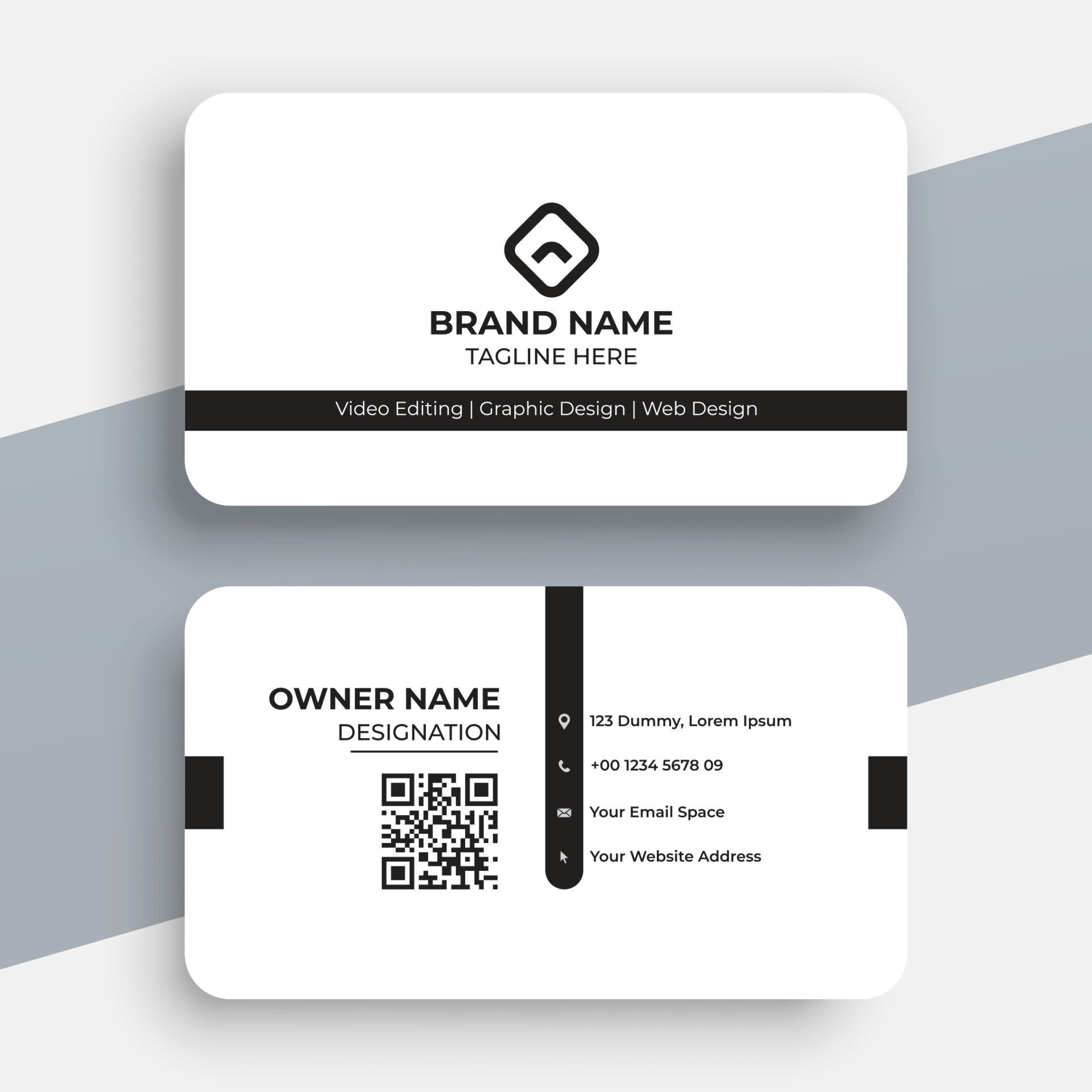Simple Black And White Business Card Design 9327439 Vector Art At Vecteezy