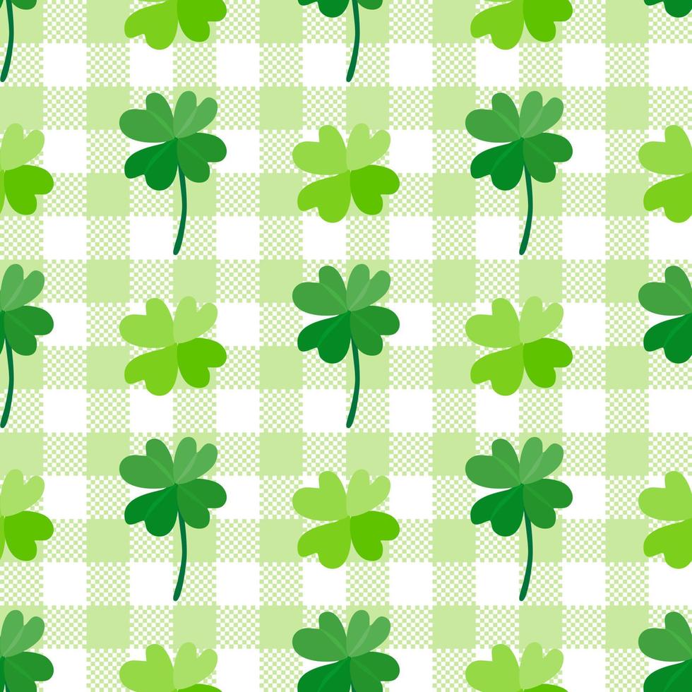 Seamless background with lucky clover leaf pattern. Wrapping paper pattern. vector