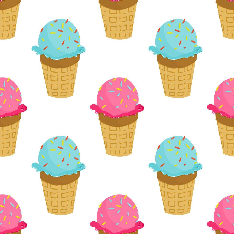 Seamless pattern with blue and pink ice cream. Summer decoration pattern. Wrapping paper. vector