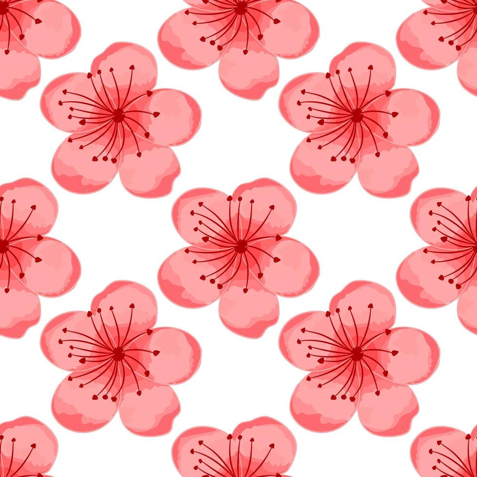 Seamless pattern of sakura flowers. Watercolor vector. Decorate the fabric pattern. vector
