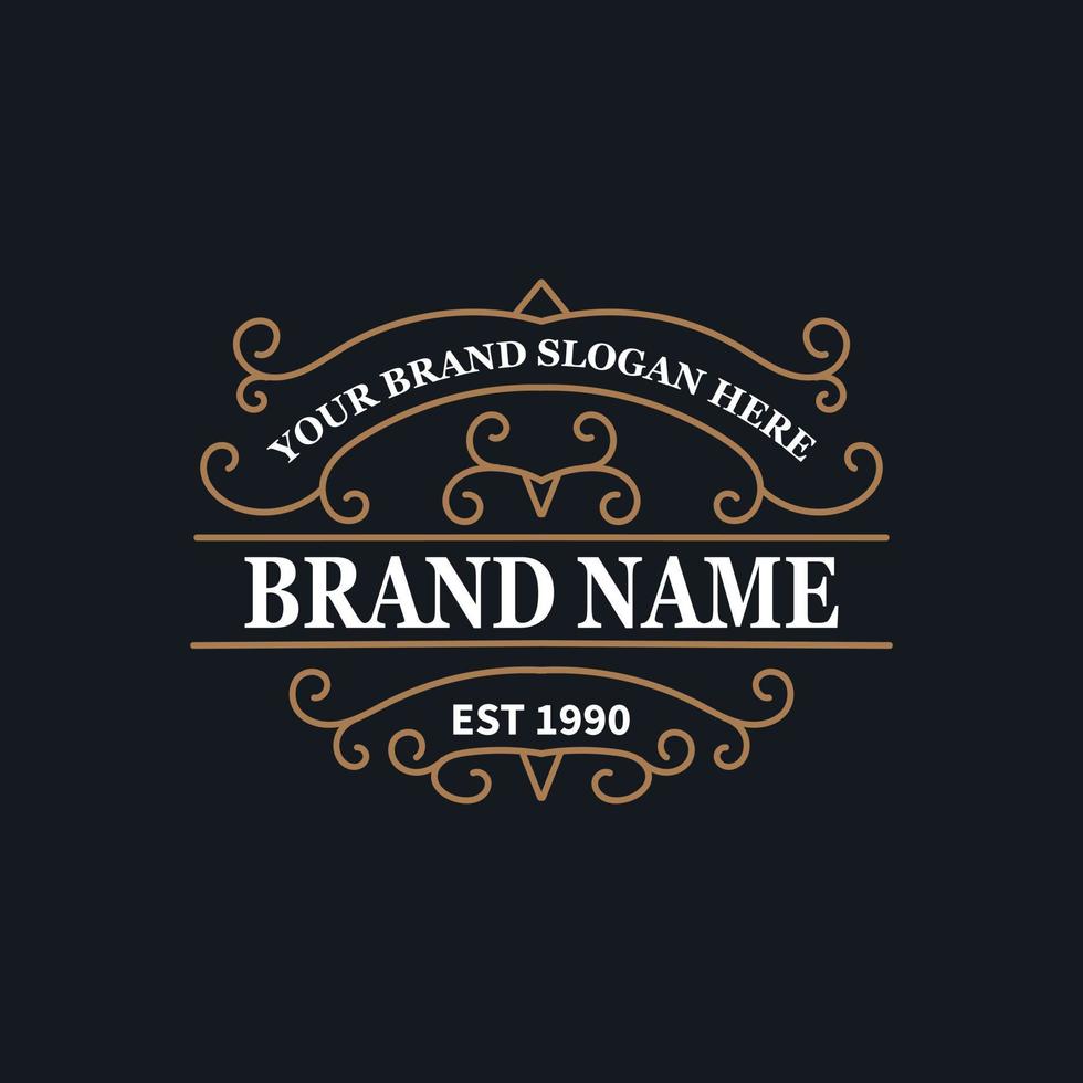 Flourish frame for label design, logo design, product quality design, brand logo design vector