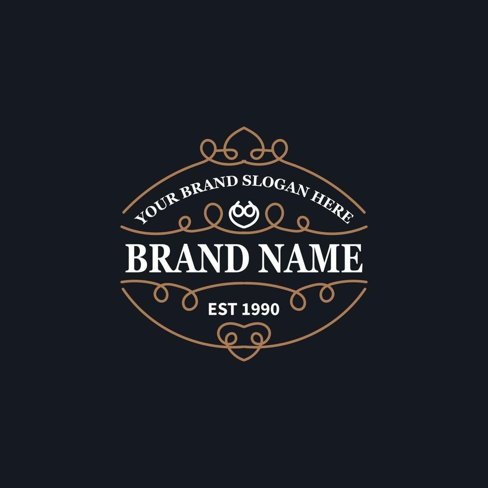 marco floreciente para el diseño de etiquetas, diseño de logotipos, diseño de calidad del producto, diseño de logotipos de marcas vector