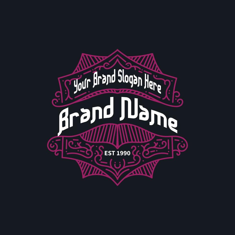 retro logo template for barber shop, coffee shop, cafe, old brand, banner, certificate, quality, premium quality, hotel, personal brand vector