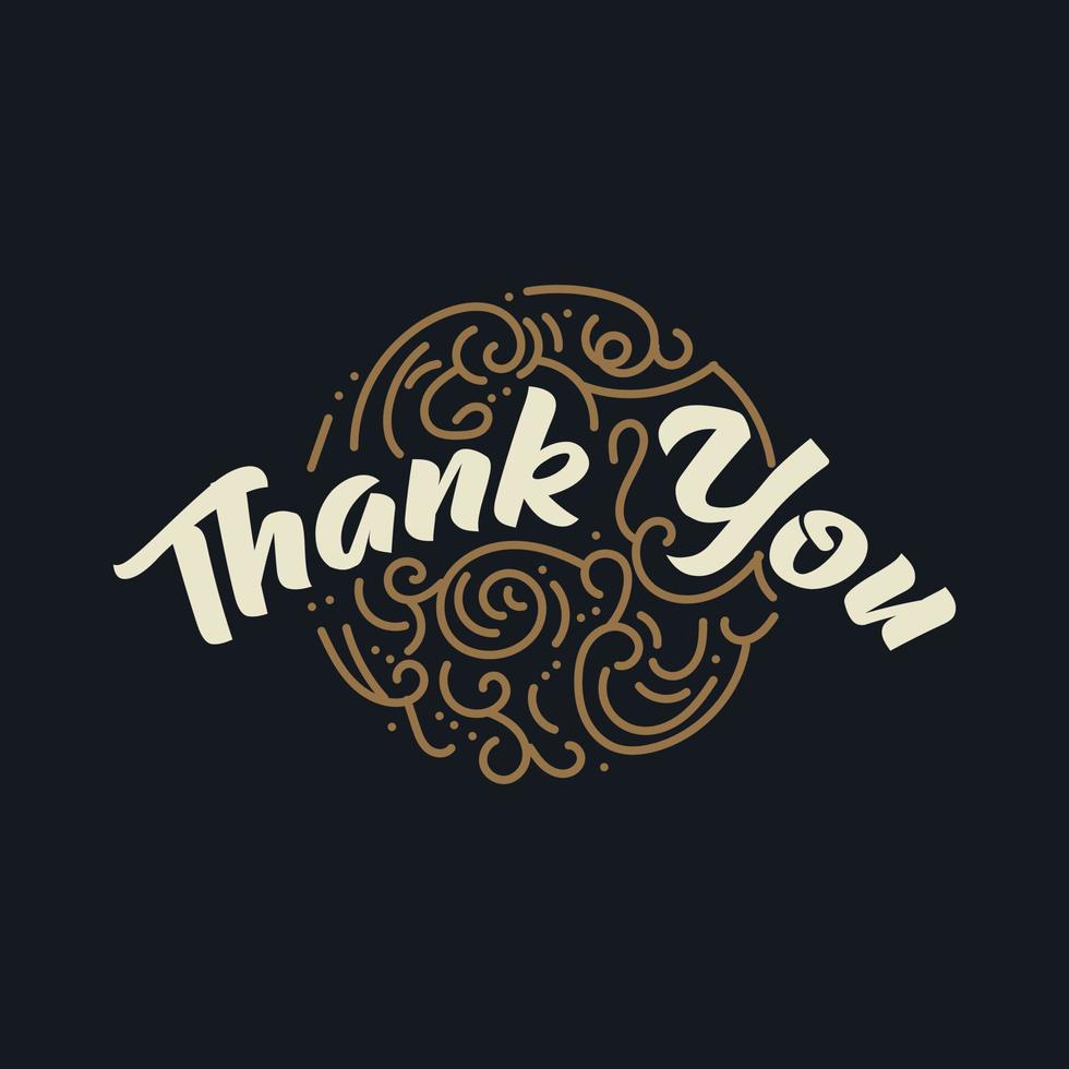 Thank You vintage style or retro style. classic lettering. Thank You calligraphy. Thank you card. Vector illustration.