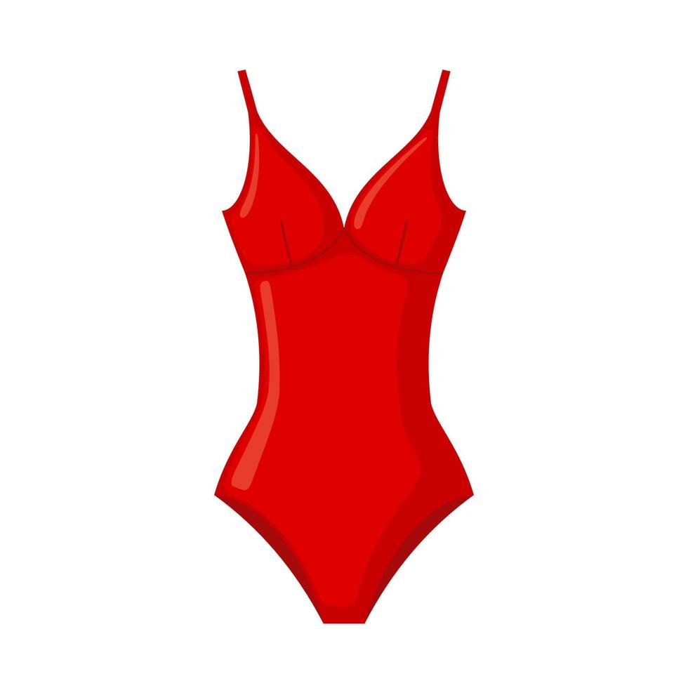 Swimsuit icon in flat style isolated on white background. Red Swimming suit. Vector illustration.