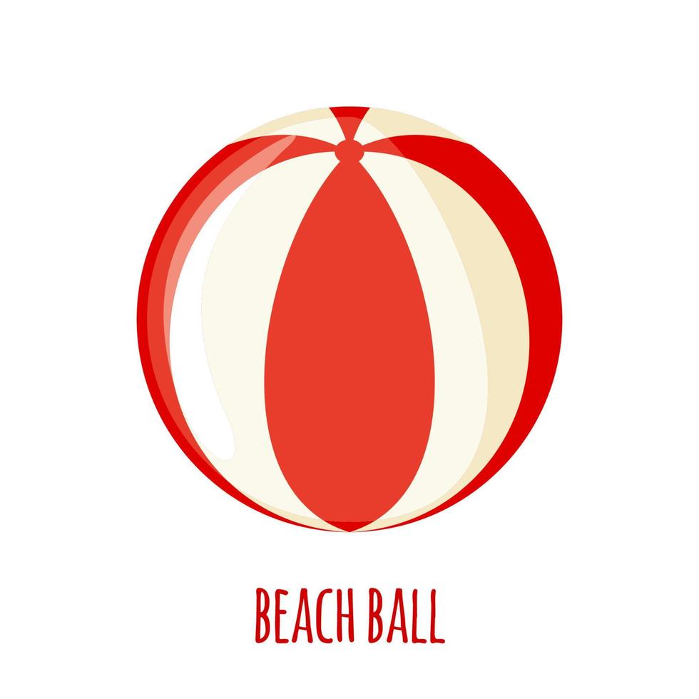 icono de pelota de playa roja y blanca en estilo plano aislado sobre fondo blanco. ilustración vectorial vector