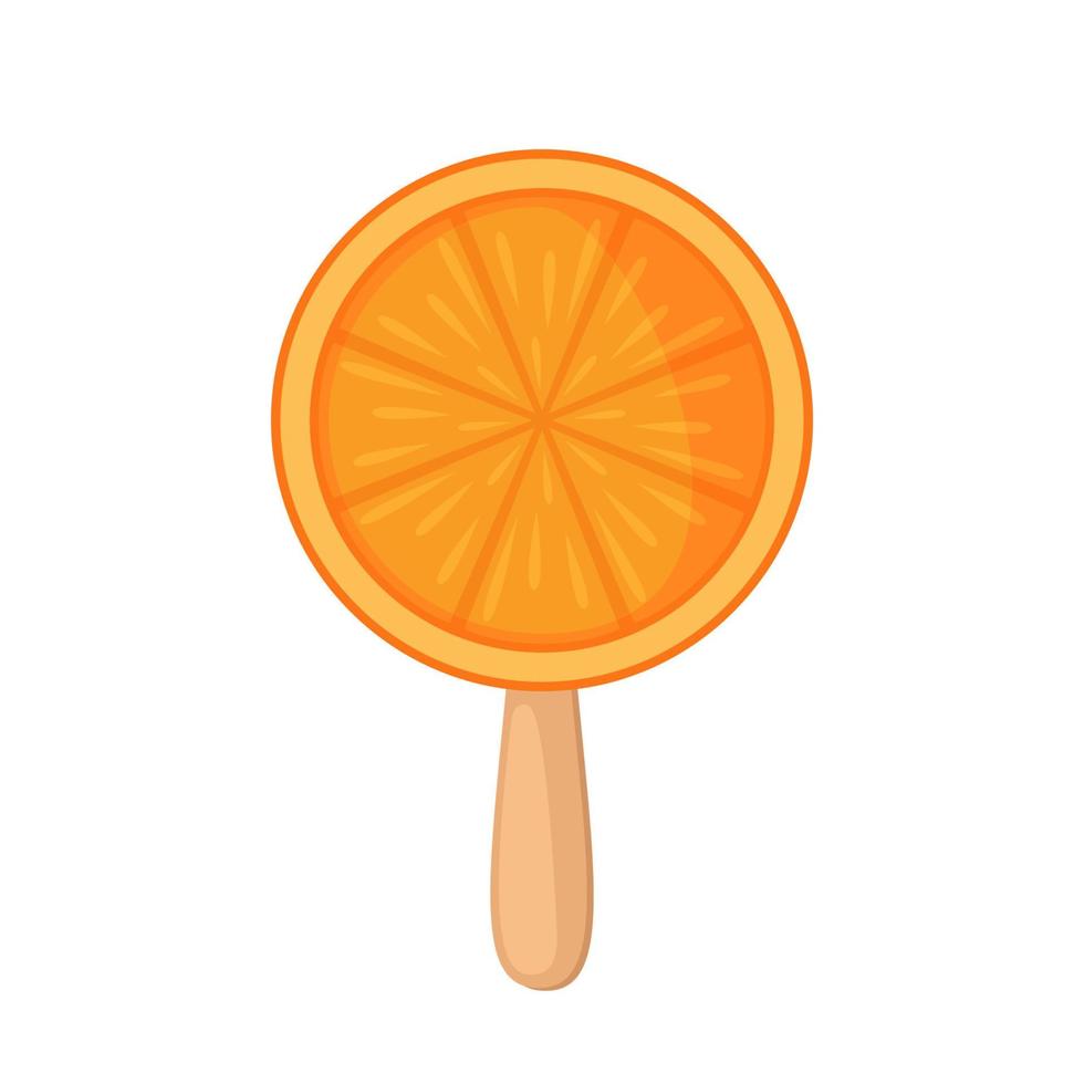 Orange ice cream icon in flat style isolated on white background. Cute summer popsicle. Vector illustration.