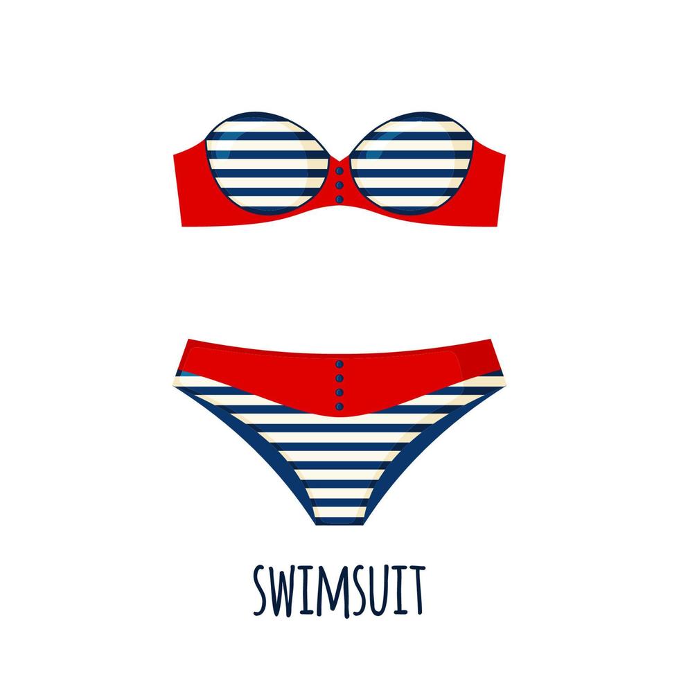 Swimsuit icon in flat style isolated on white background. Striped Swimming suit. Vector illustration.