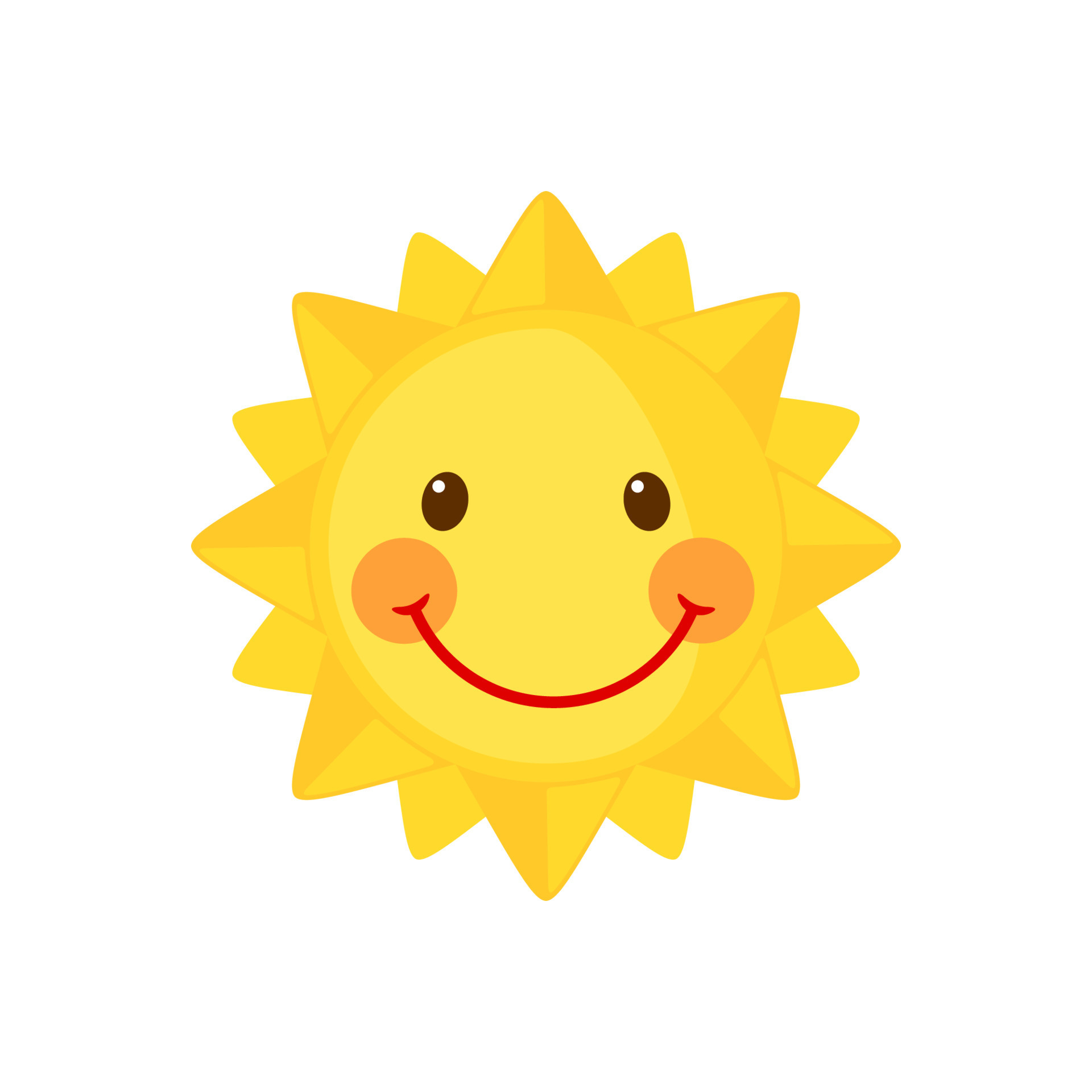 Funny Sun Icon In Flat Style Isolated On White Background Smiling