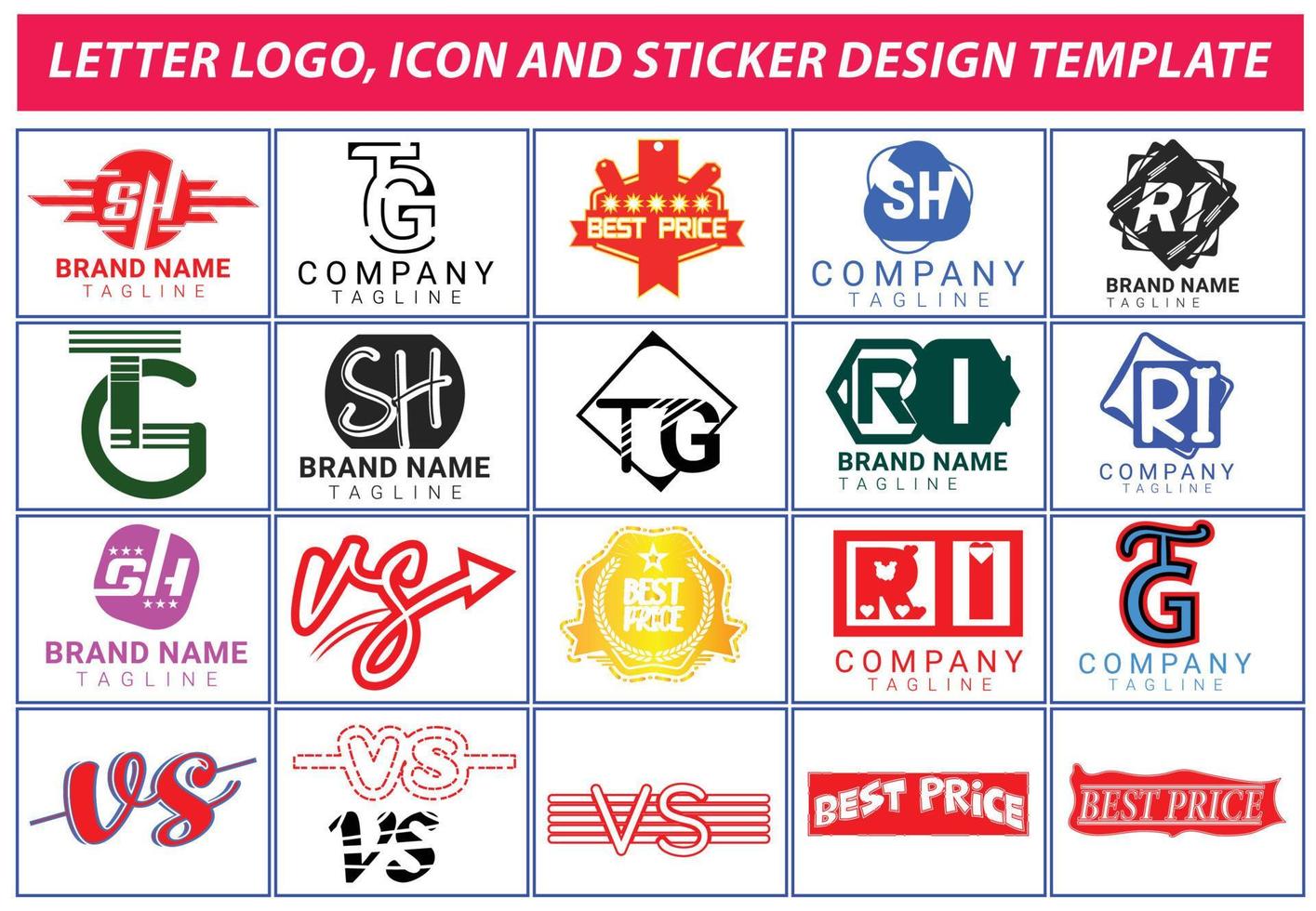 Initial letter logo, sticker and icon design template vector