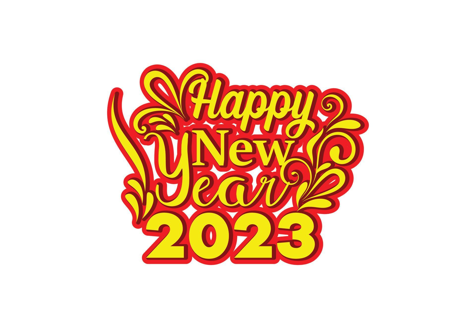 Happy new year 2023 logo, banner, t shirt design template 9328457