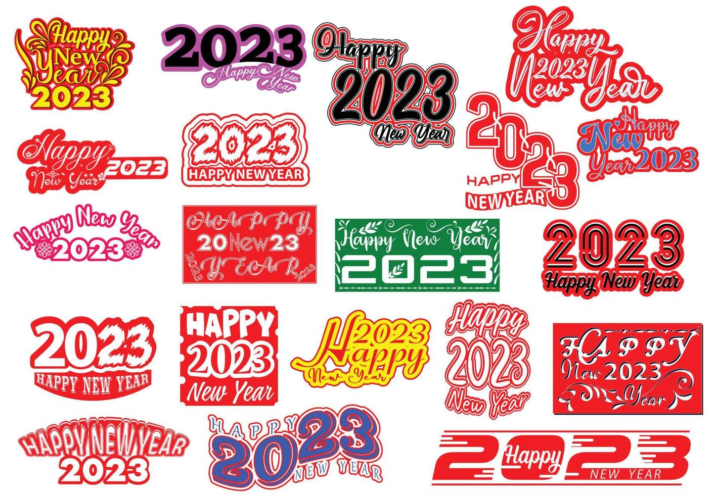 feliz año nuevo 2023 logo, banner, plantilla de diseño de camiseta vector