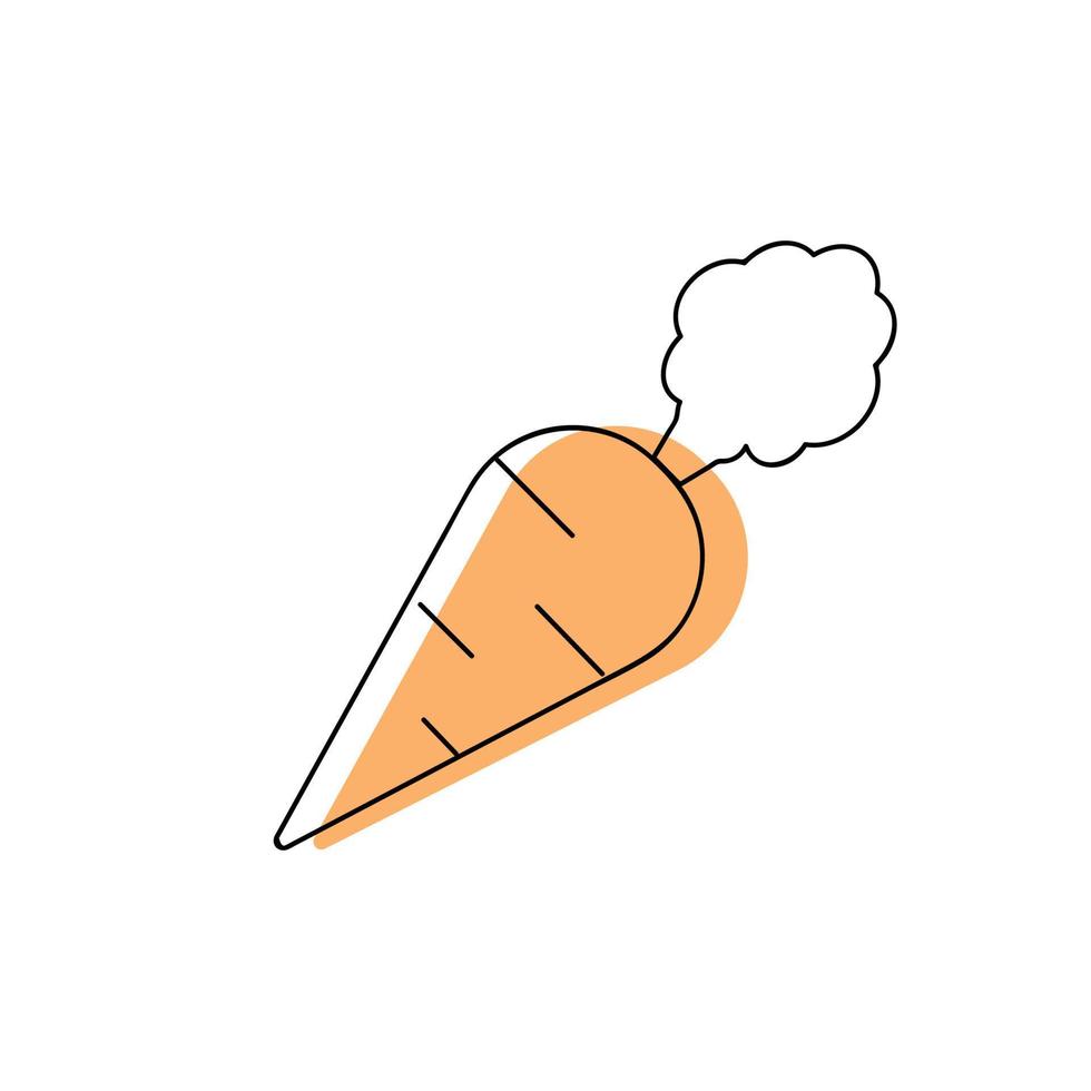 Vector one line cartoon food. Doodle minimal carrot icon