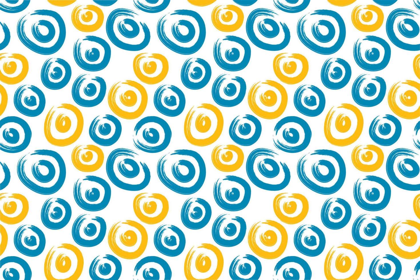 Abstract seamless pattern of brush strokes in the form of circles in a soft color palette of blue and orange. Vector repeating design. Vector illustration