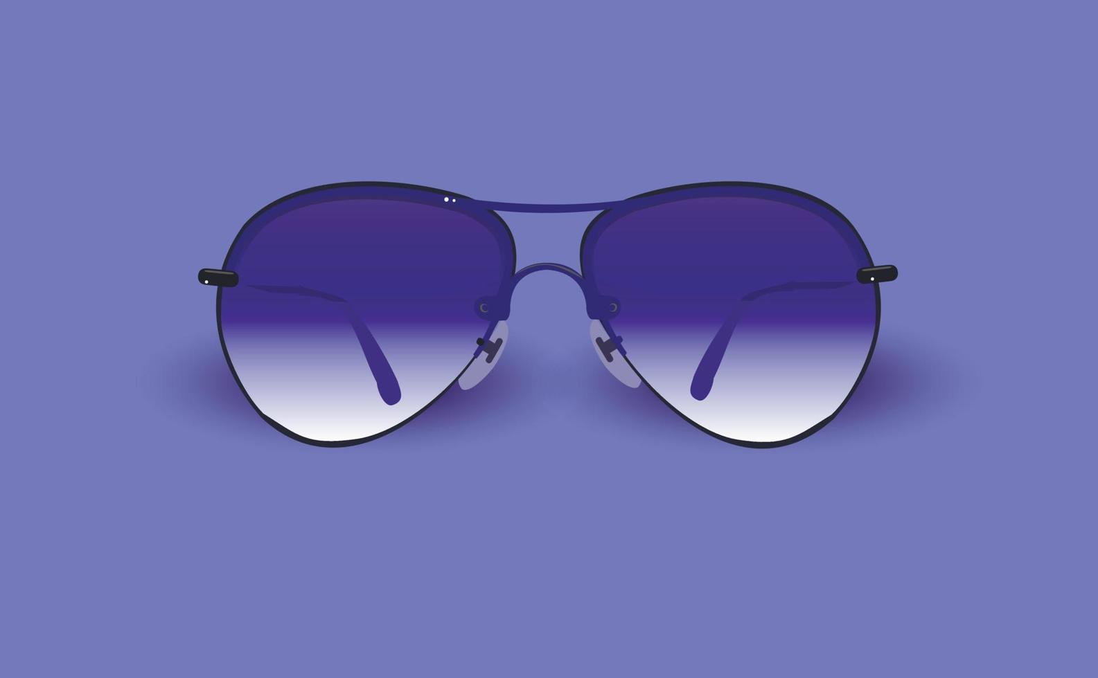 Aviator sunglasses on a purple background in trendy color very peri. Travel accessory. copy space. Vector illustration