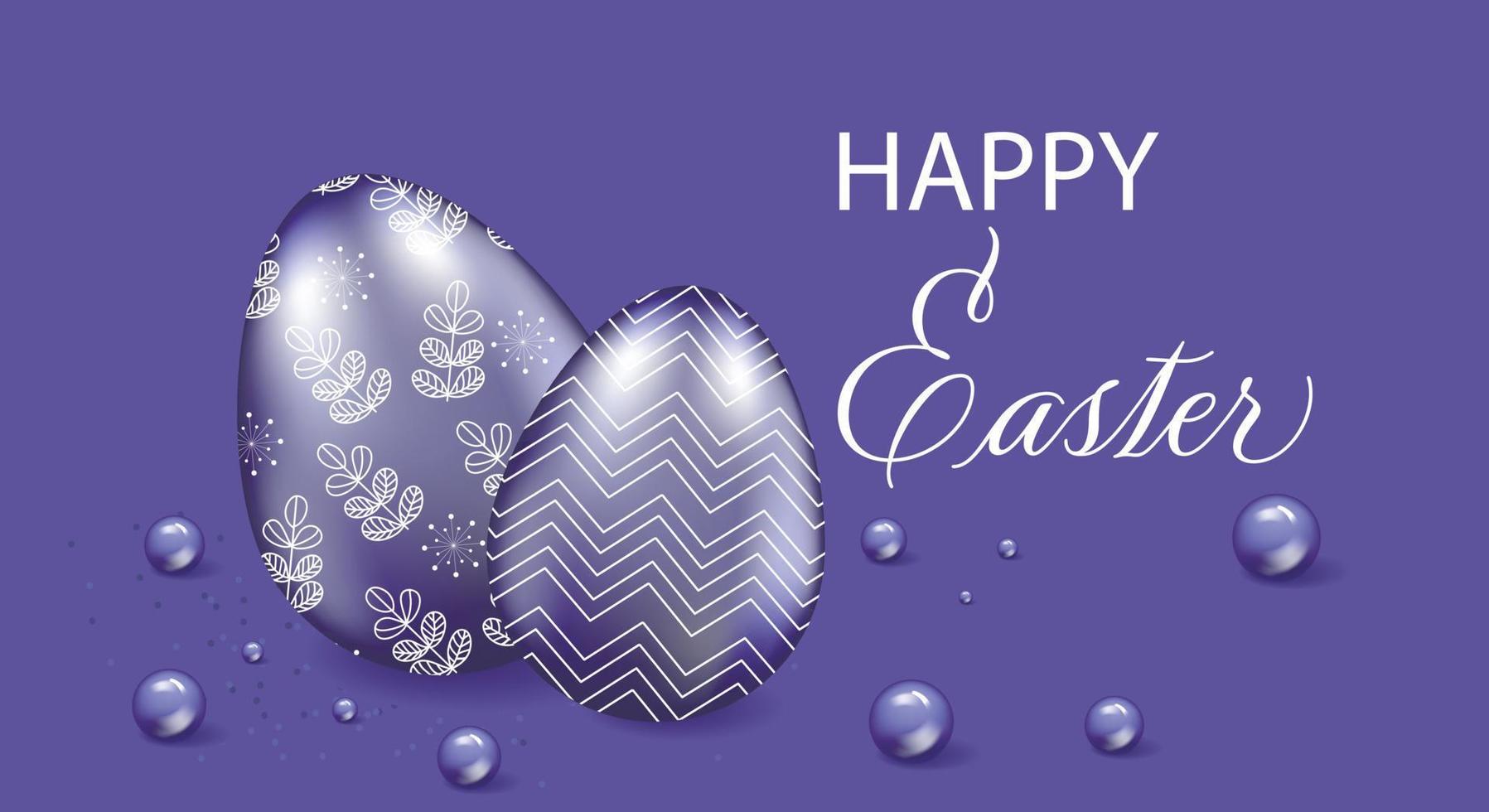 Happy Easter, greeting card. Easter background in purple, patterned