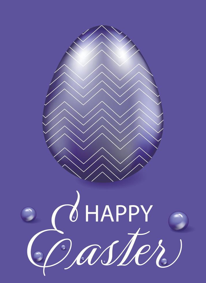 Happy Easter, greeting card. Easter background in purple, patterned Easter eggs in trendy purple Very Peri. Vertical image. Vector illustration