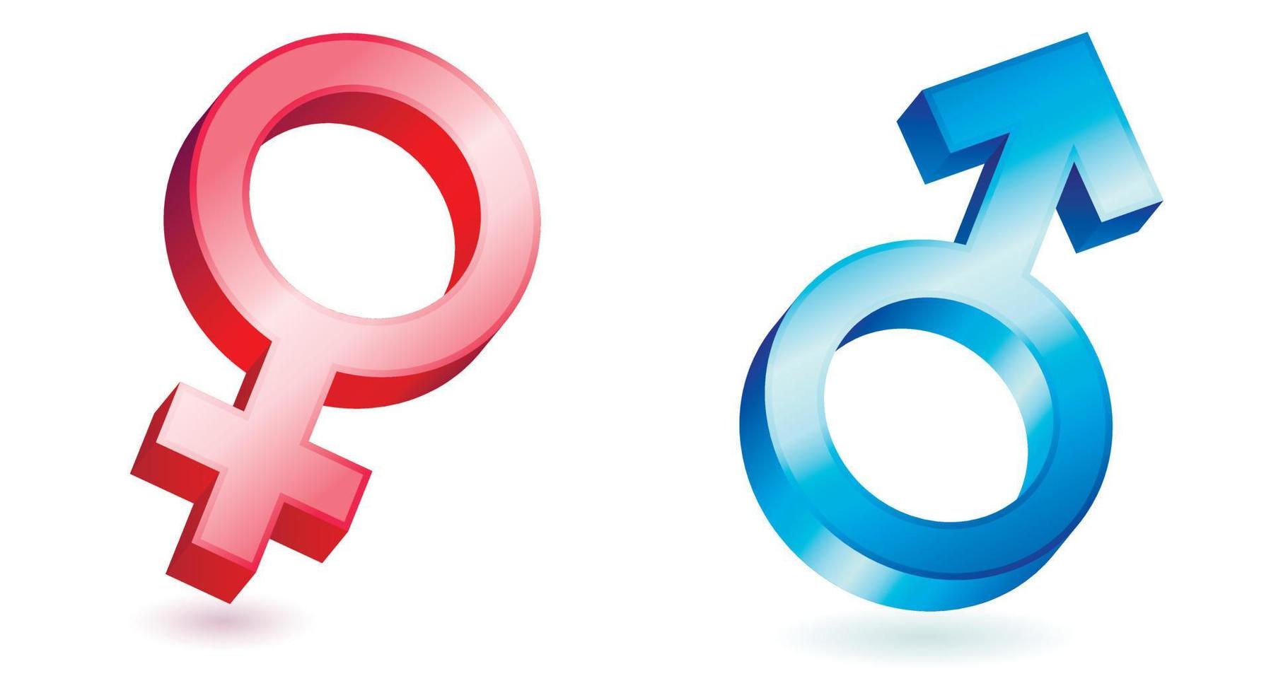símbolo masculino y femenino, conjunto de dos iconos azules y rosas, símbolos de género. ilustración vectorial vector