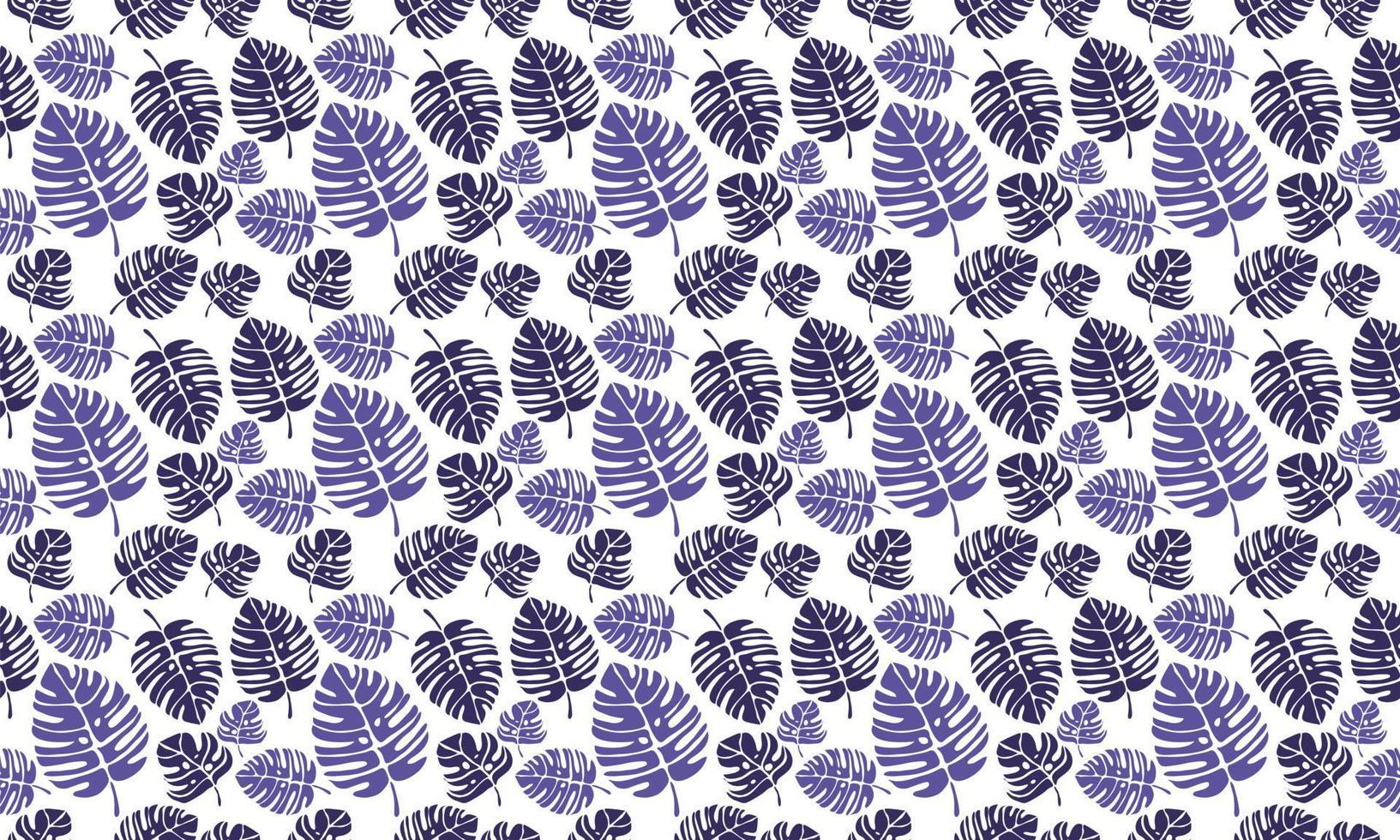 Seamless pattern with ficus and palm leaves. Pantone 2022 Very Peri. textile, fabric, digital paper or scrapbooking. Vector illustration