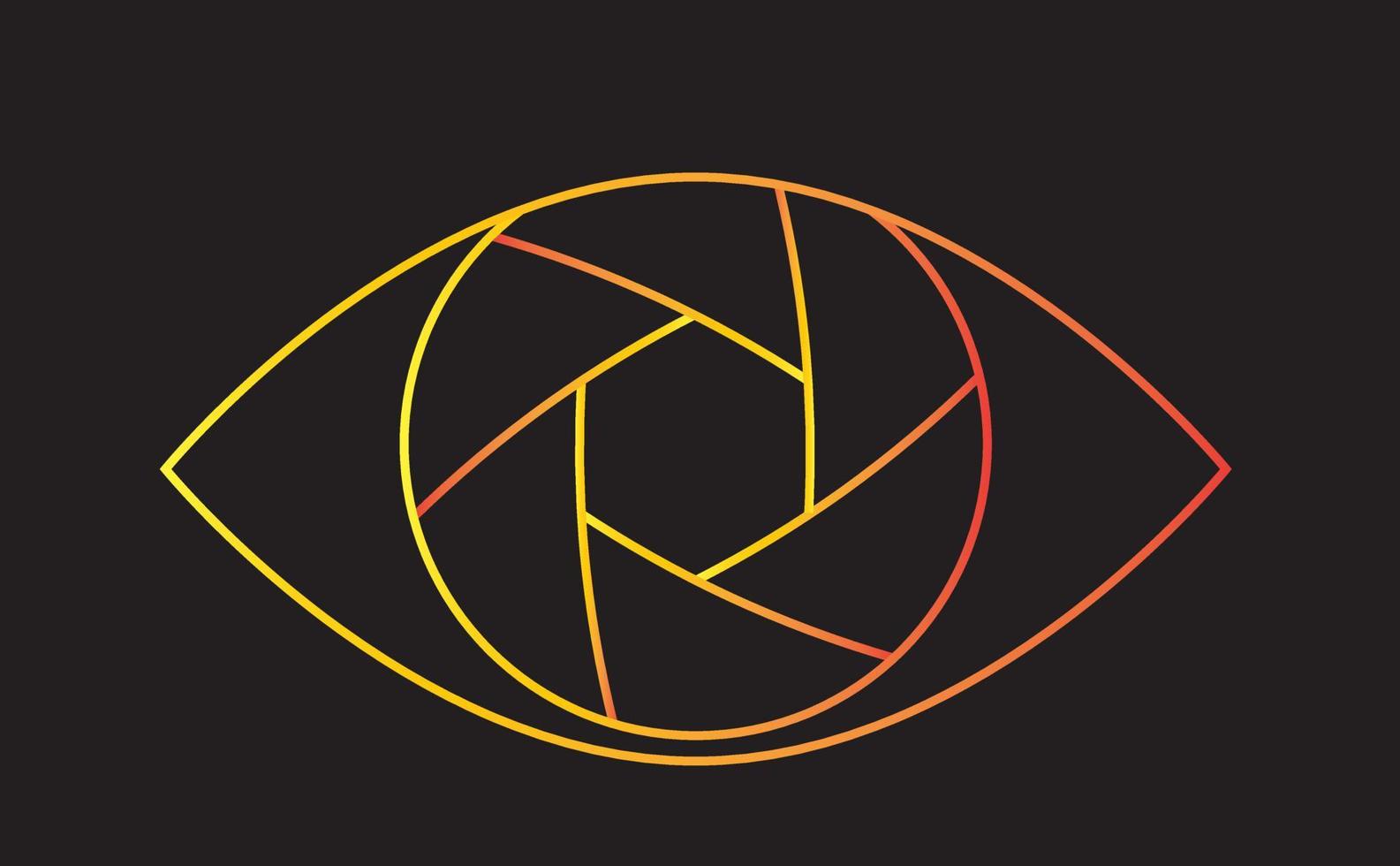 A creative camera lens with aperture blades as an all-seeing eye on a black background. Psychology concept. Vector illustration