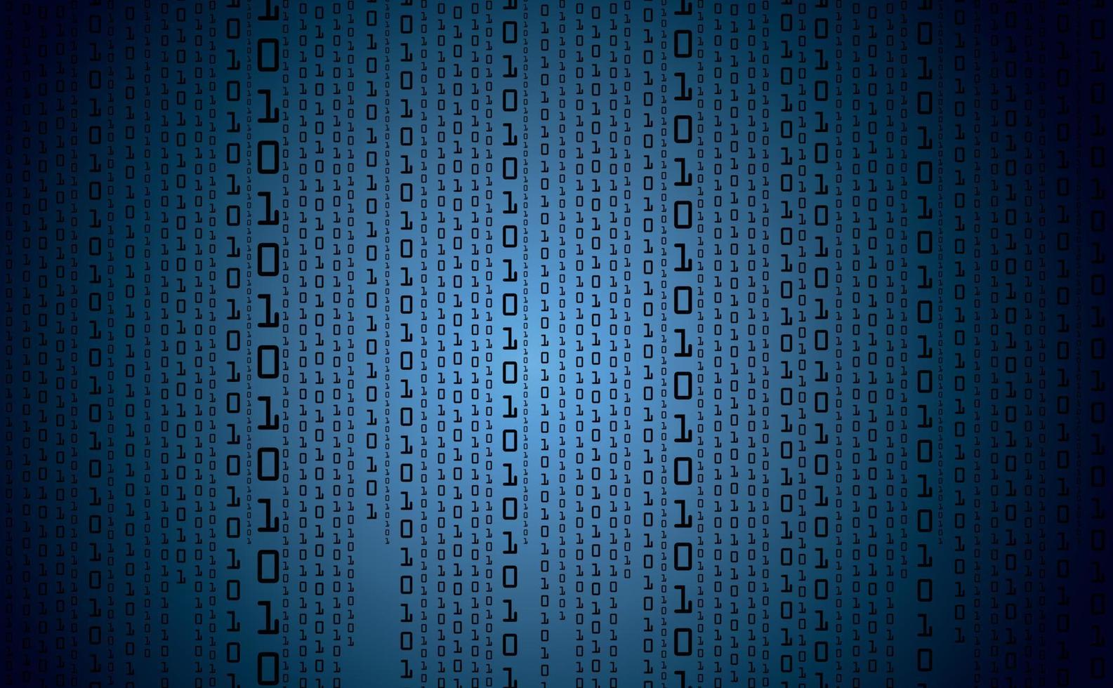 fondo de código binario. datos binarios digitales con transmisión de código digital. ciberespacio futurista. concepto de codificación o hacker. datos criptográficos, fondo degradado azul oscuro. vector