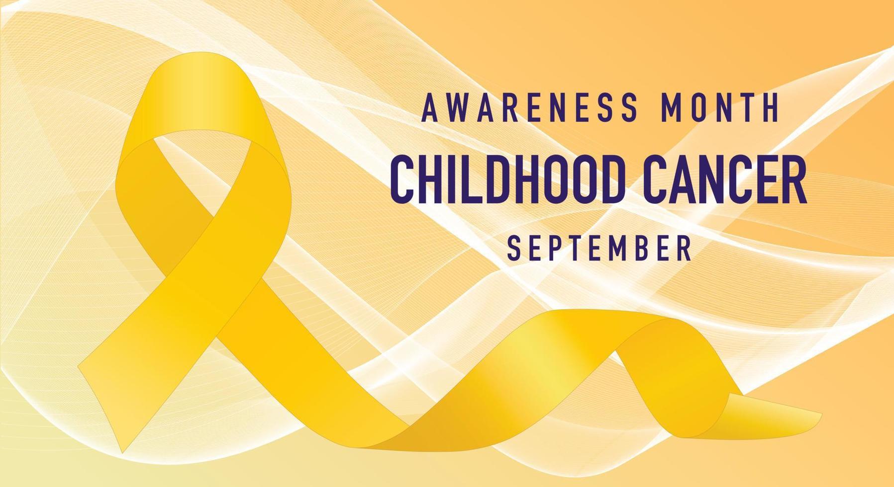 Yellow ribbon on a yellow background. Childhood Cancer Awareness Month. Celebrated annually in September. Vector illustration