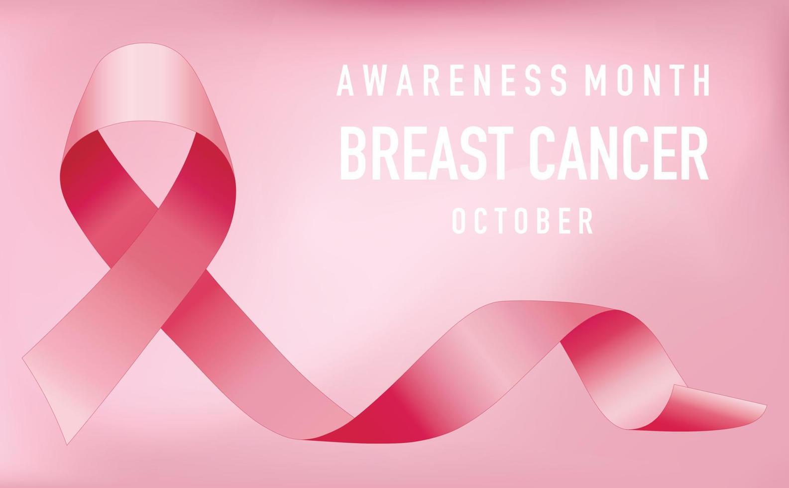 The pink ribbon, as a symbol of breast cancer awareness, is celebrated annually in October. Banner, poster. Vector illustration