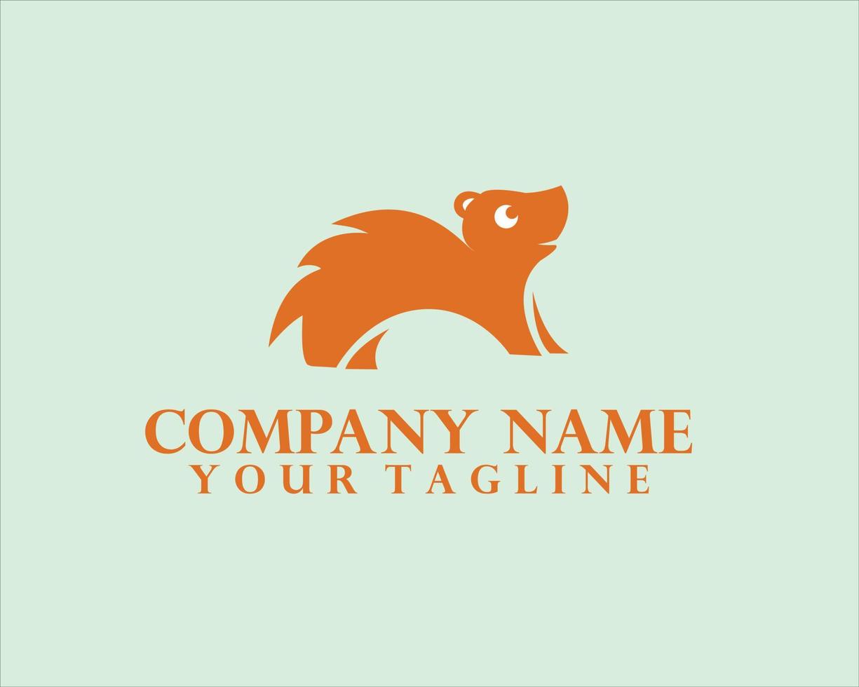 cute hedgehog animal silhouette logo vector