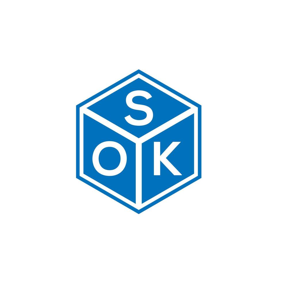 diseño de logotipo de letra sok sobre fondo negro. concepto creativo del logotipo de la letra de las iniciales sok. diseño de letras sok. vector