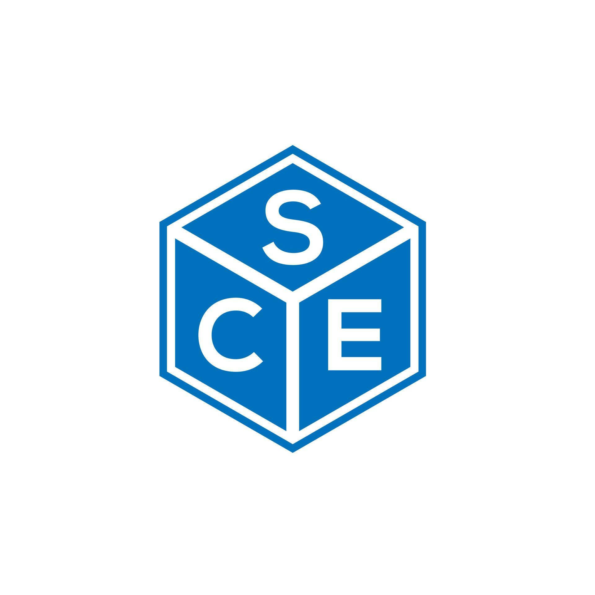 SCE letter logo design on black background. SCE creative initials